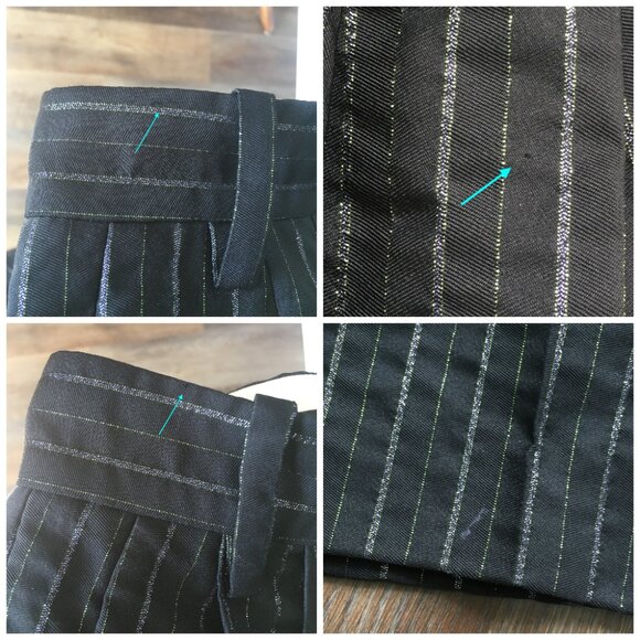 Marc Jacobs Black Wide Leg Pants 4 2 0 XS Barrel High Rise Striped Pleated - Picture 12 of 14